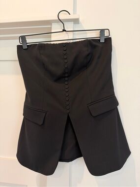 Bar III Black Strapless Corset Top with Zip